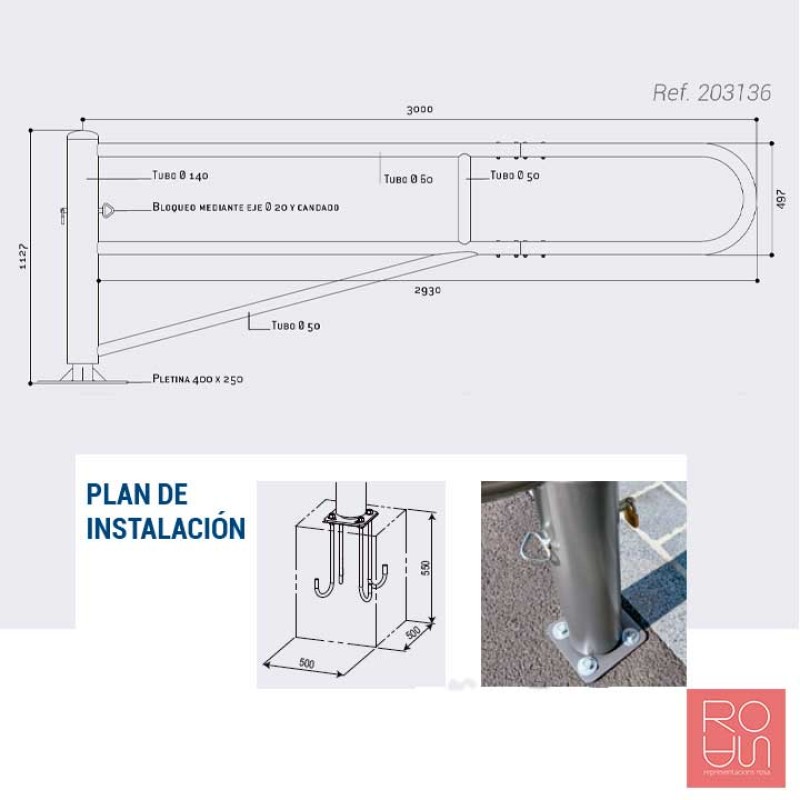 Barrera giratòria longitud 3 metres